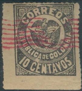 Stamp, Cartagena edition: coat of arms (overprint), Colombia,  , Coats of Arms