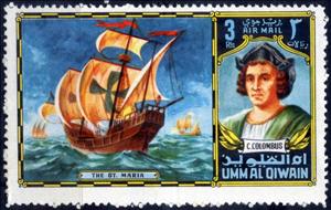 Stamp, The St. maria, Umm al-Qiwain,  , Navigators, People, Sailing Ships