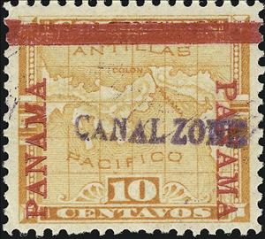 Stamp, Map of Panama, Canal Zone,  