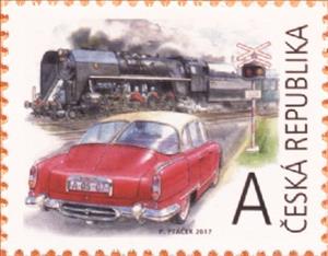 Stamp, Retro Transportation "A", Czech Republic,  , Cars, Locomotives, Railways, Steam Traction