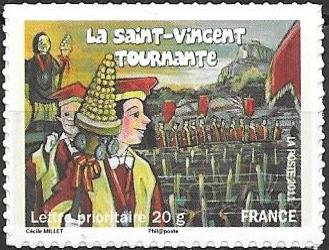 Stamp, Saint Vincent Festival Burgundy, France,  , Folklore, Suits and Costumes, Traditions