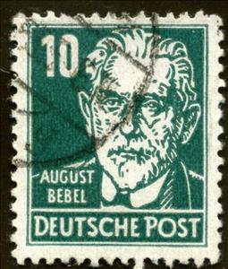 Stamp, August Bebel (1840-1913), Germany, Democratic Republic,  , Famous People, Men, Politicians