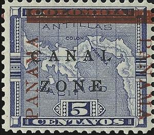 Stamp, Map of Panama, Canal Zone,  