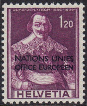 Stamp, Jürg Jenatsch (ONU/UNO overprint), Switzerland,  , Generals, Uniforms