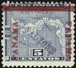 Stamp, Map of Panama, Canal Zone,  