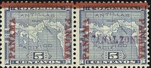 Se-tenant, Map of Panama, Canal Zone,  