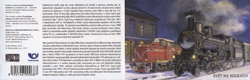 Booklet, The World on the Rails - stamp booklet, Czech Republic,  , Locomotives, Railways, Steam Traction