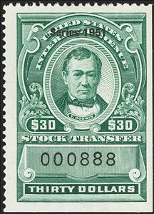 Revenue Stamp, Stock Transfer/Thomas Corwin, United States of America,  , Famous People, Men, Politicians