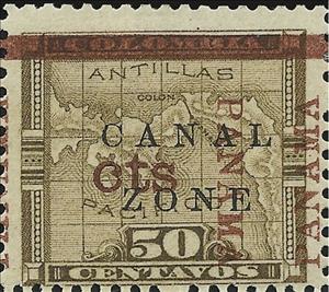 Stamp, Map of Panama, Canal Zone,  