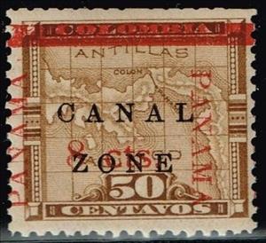 Stamp, Map of Panama, Canal Zone,  