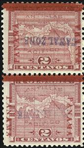 Se-tenant, Map of Panama, Canal Zone,  