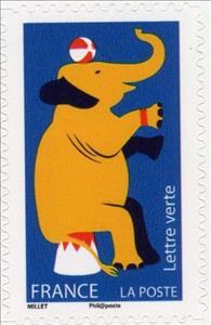 Stamp, Elephant, France,  , Circus, Elephants