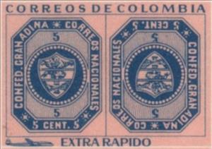 Stamp, Tęte Bęche 5c Stamps of 1859, Colombia,  , Stamps
