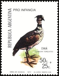 Stamp, Southern Screamer (Chauna torquata), Argentina,  , Animals (Fauna), Birds
