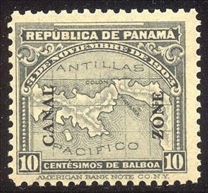 Stamp, Map of Panama, Canal Zone,  