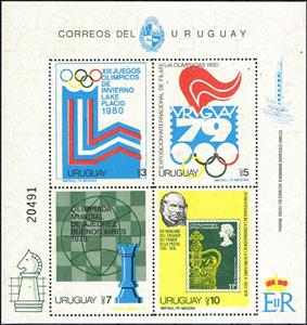 Souvenir Sheet, Anniversaries and annual events, Uruguay,  , Anniversaries and Jubilees, Chess, Olympic Games