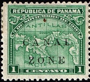 Stamp, Map of Panama, Canal Zone,  