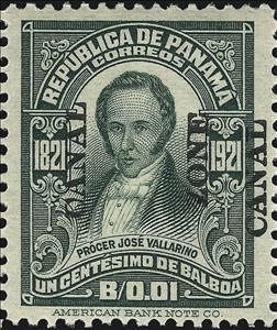 Stamp, Prócer José Vallarino, Canal Zone,  