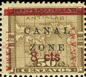 Stamp, Map of Panama, Canal Zone,  