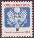Stamp, Official Mail - Stylized eagle, United States of America,  