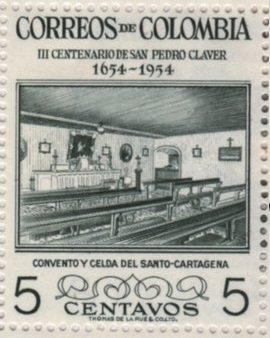 Stamp, Convent and cell of St. Peter Claver, Colombia,  , Churches - Cathedrals - Basilicas - Chapels