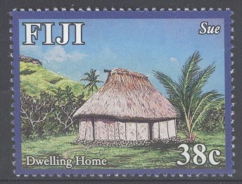 Stamp, Navala Village Tourist Site, Fiji,  , Buildings, Houses, Tourism