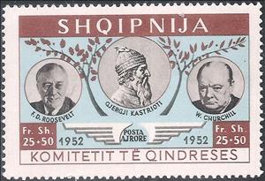Stamp, Roosevelt, Churchill, Kastrioti, Cinderellas,  , Politics