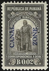 Stamp, Statue of Columbus, Canal Zone,  