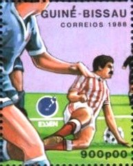 Stamp, Game scene, Guinea-Bissau,  , Football (Soccer), Philatelic Exhibitions