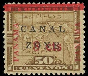Stamp, Map of Panama, Canal Zone,  