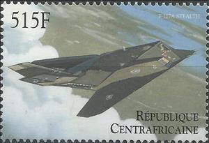 Stamp, Lockheed F-117 "Nighthawk", Central African Republic,  , Air Forces, Aircraft, Aviation