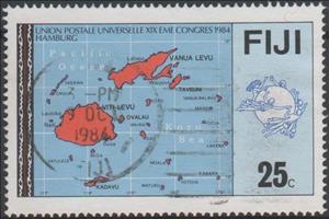Stamp, Map (Stamp from minisheet), Fiji,  , Maps, U.P.U.