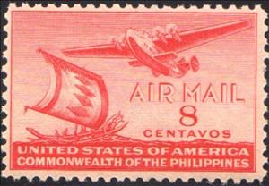 Stamp, Moro Vinta and Clipper, Philippines,  , Aircraft, Ships, Transport