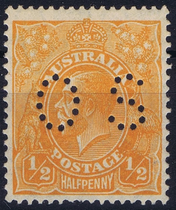 King George V, Wmk Multiple Narrow Crown and A, Punctured OS