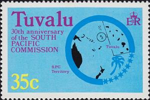 Stamp, Map of Commission Territory, Tuvalu,  , Anniversaries and Jubilees, Maps