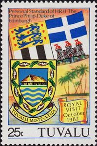 Stamp, Coat of Arms & Prince Philip's Personal Standard, Tuvalu,  , Coats of Arms, Flags, Special Occasions