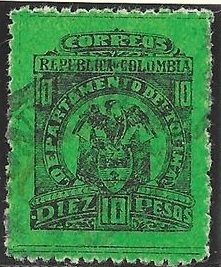 Stamp, Coat of Arms, jaded corners, Colombia,  , Coats of Arms
