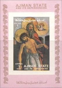 Souvenir Sheet, Descent from the Cross, Ajman,  , Paintings, Religion