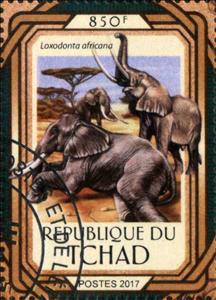 Stamp, Loxodonta africana, Cinderellas,  , Animals (Fauna), Elephants