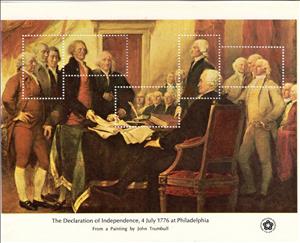 Souvenir Sheet, Declaration of Independence, by John Trumbull, United States of America,  