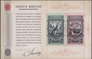 Souvenir Sheet, Colonial Heritage, Australia,  , Animals (Fauna), Birds, Colonisation, Kangaroos, Mammals, Swans
