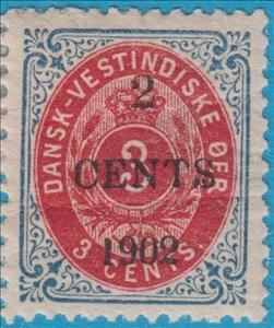 Stamp, Numeral type surcharged, Danish West Indies,  , Crowns and Coronets, Numbers