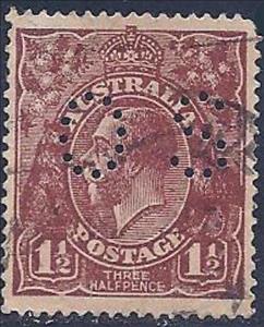 Stamp, Punctured OS, Australia,  , Birds, Crowns and Coronets, Famous People, Heads of State, Kangaroos, Kings, Men, Royalty