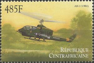 Stamp, Bell AH-1 "Cobra", Central African Republic,  , Air Forces, Aviation, Helicopters