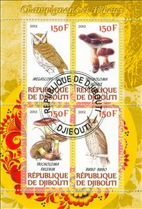 Mini Sheet, Mushrooms and owls, Cinderellas,  , Animals (Fauna), Birds, Mushrooms, Owls