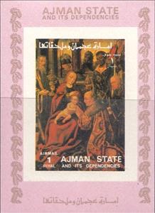 Souvenir Sheet, Adoration of the Magi, Ajman,  , Paintings, Religion