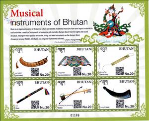 Mini Sheet, Musical Instruments Of Bhutan, Bhutan,  , Musical Instruments