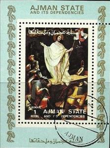 Souvenir Sheet, Resurrection, Ajman,  , Paintings, Religion
