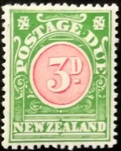Stamp, Numeral in hatched circle, New Zealand,  , Numbers
