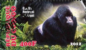 Stamp, Gorilla Beringei Beringei, Cinderellas,  , Animals (Fauna), Monkeys